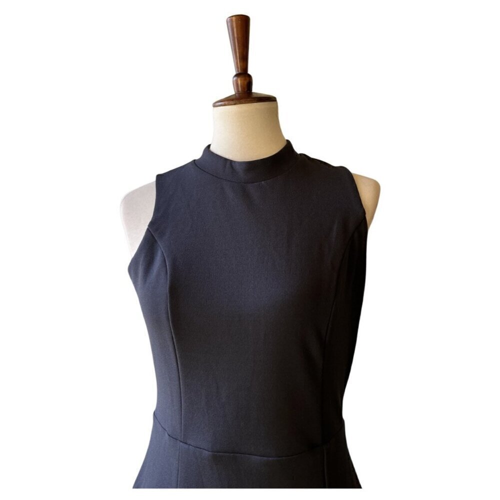 A.B.S Collection Women's Black Knit Storm Mock Neck Side Slit Midi Dress Size 8 - Picture 3 of 15